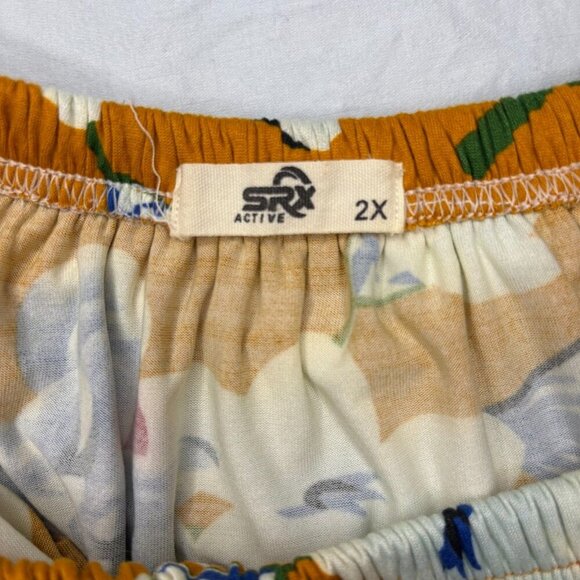 SRX Active Off Shoulder Maxi Dress Stretch Ruffle Flounce Sz 2X floral - Picture 2 of 4